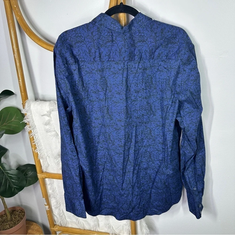 Robert Graham Navy Long Sleeve Collard Button Down Top sz XL
